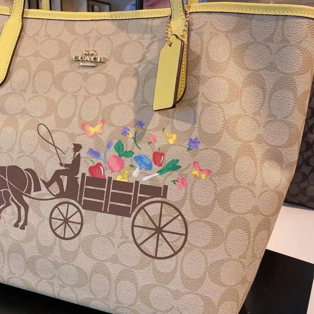 NWT Coach C8605 City Tote Dreamy Veggie Horse And Carriage Signature Org $378 - Picture 3 of 10